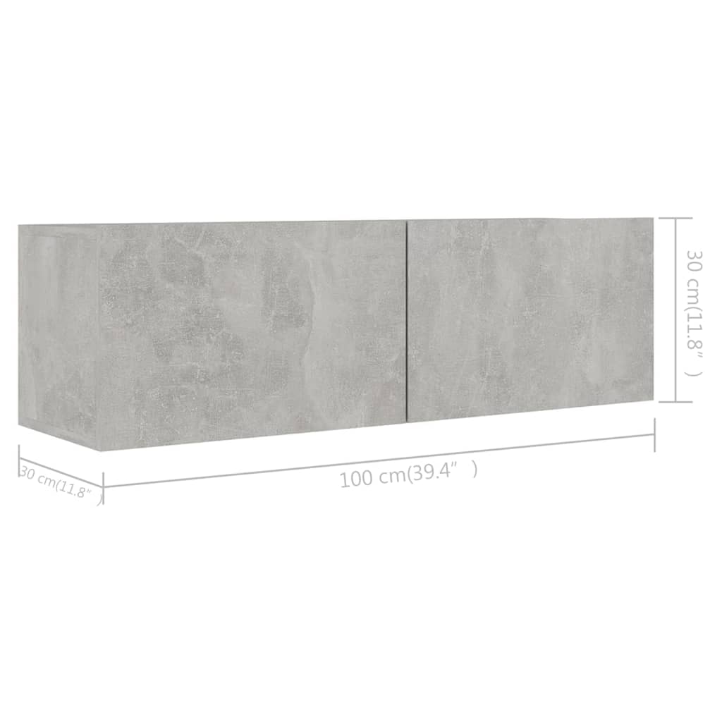 3079069 vidaXL 8 Piece TV Cabinet Set Concrete Grey Engineered Wood (801485x4+804495)