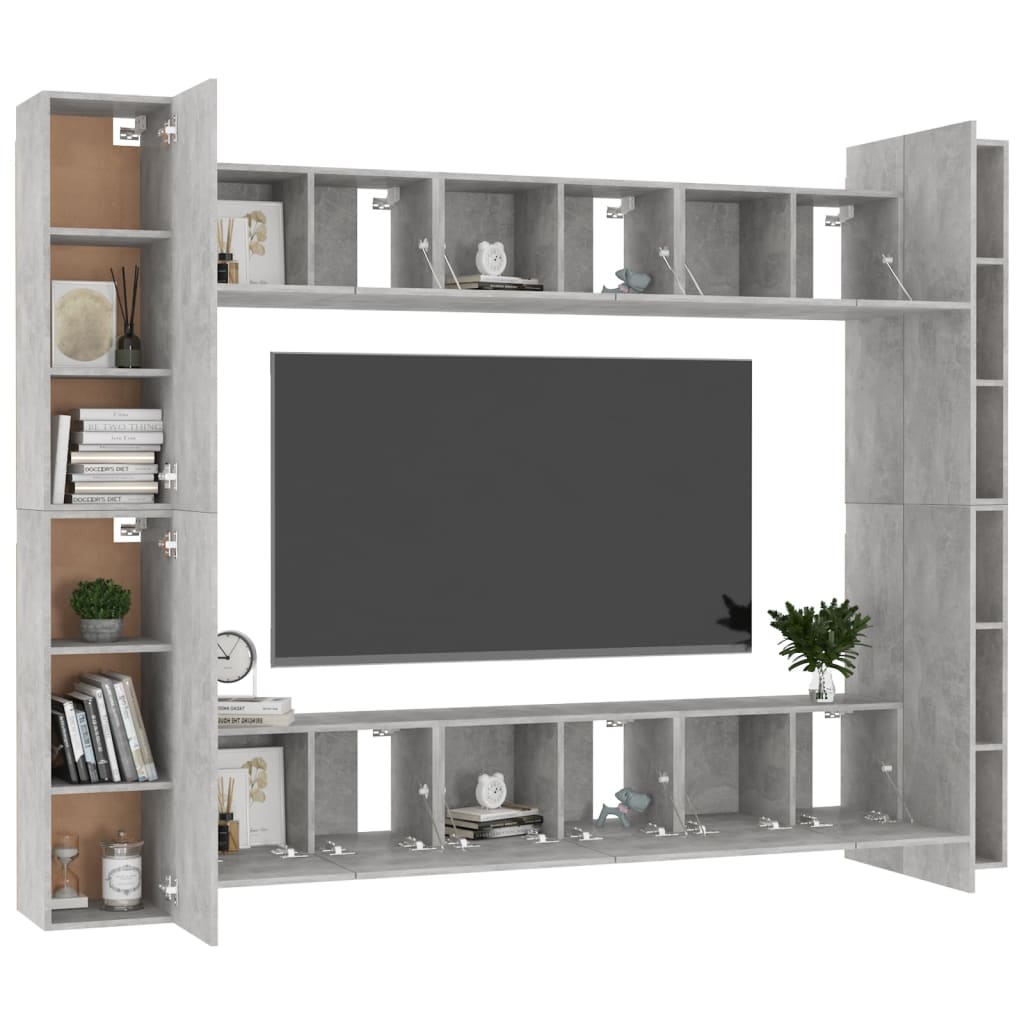 vidaXL 10 Piece TV Cabinet Set Concrete Grey Engineered Wood