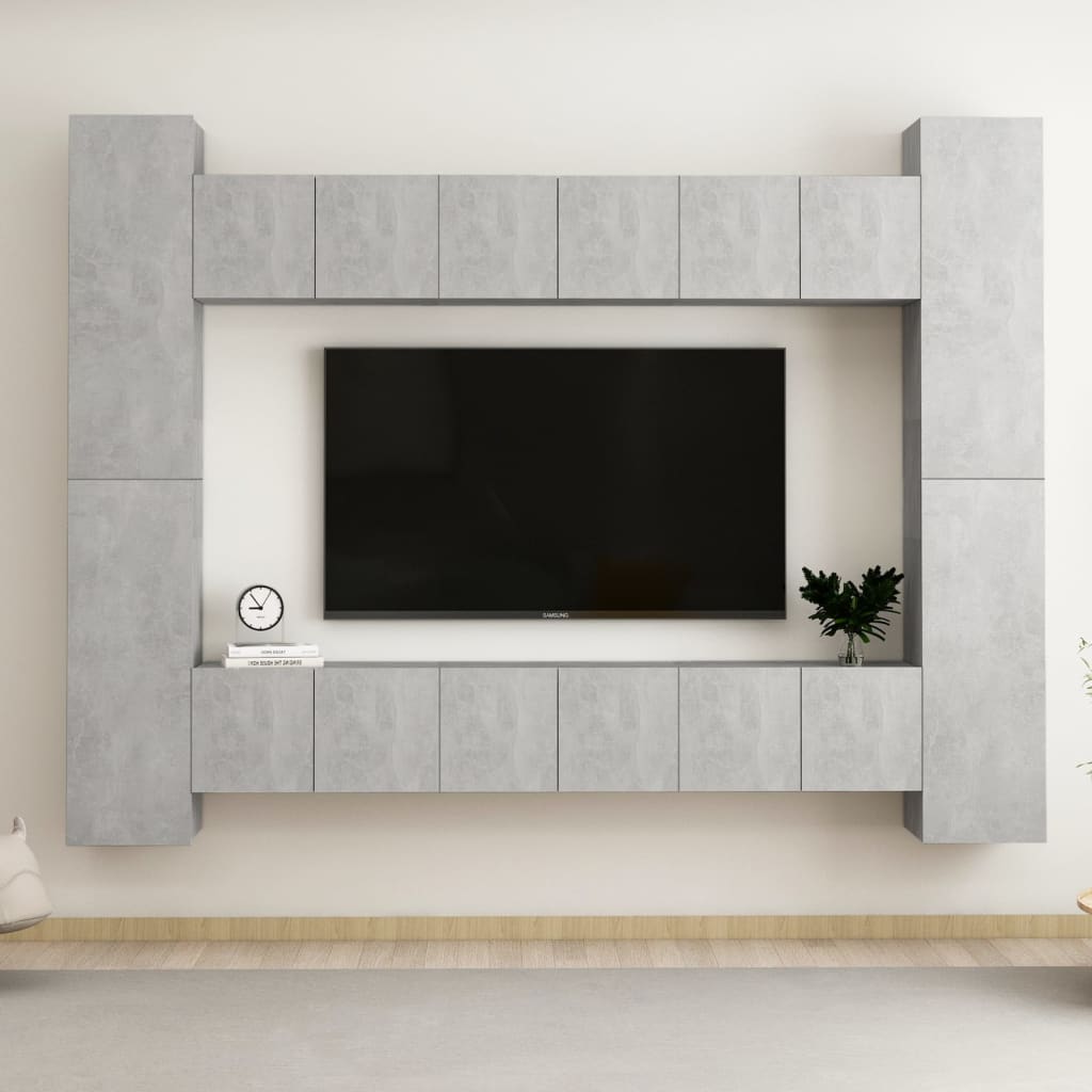 vidaXL 10 Piece TV Cabinet Set Concrete Grey Engineered Wood