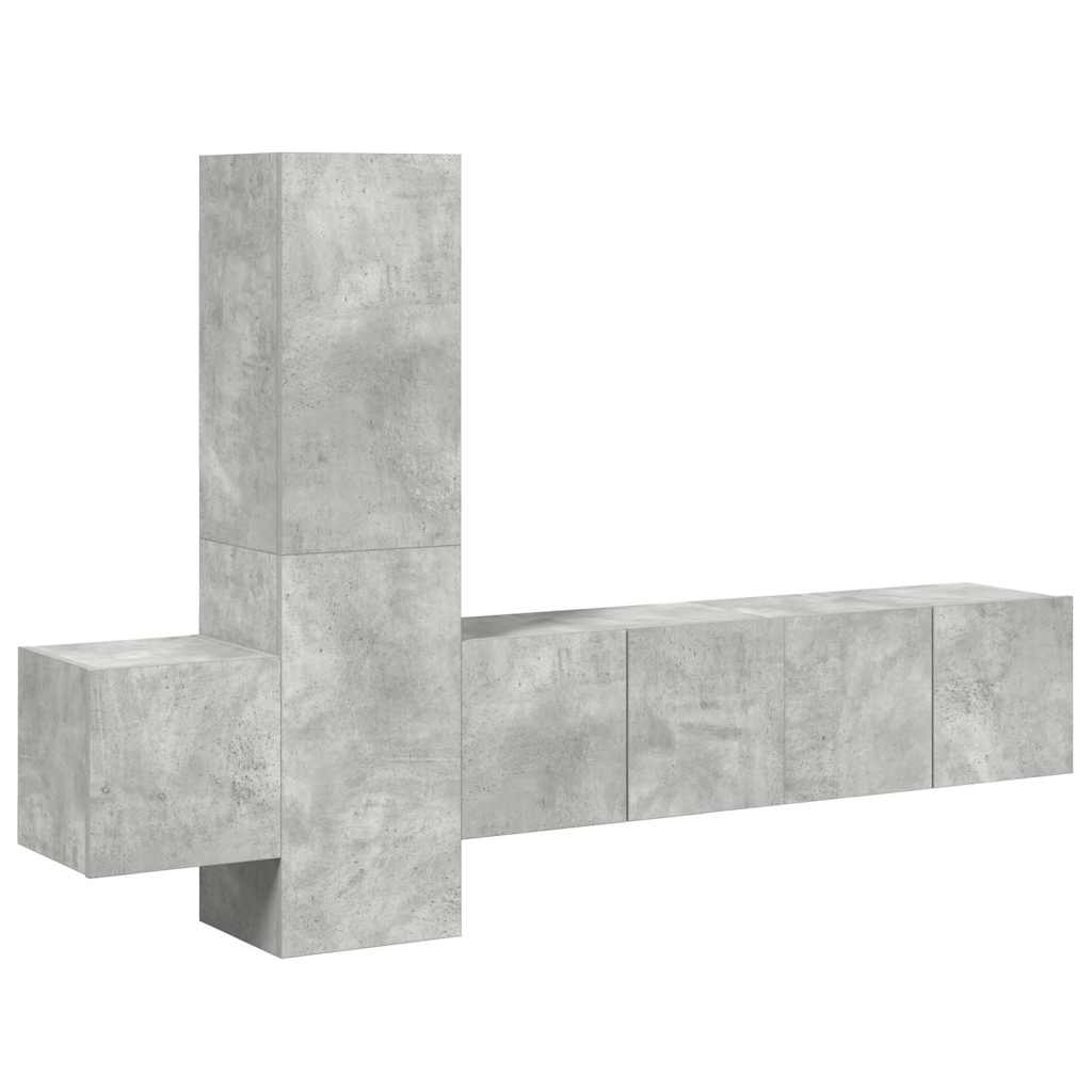 5 Piece TV Cabinet Set Concrete Grey Engineered Wood