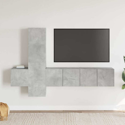 5 Piece TV Cabinet Set Concrete Grey Engineered Wood