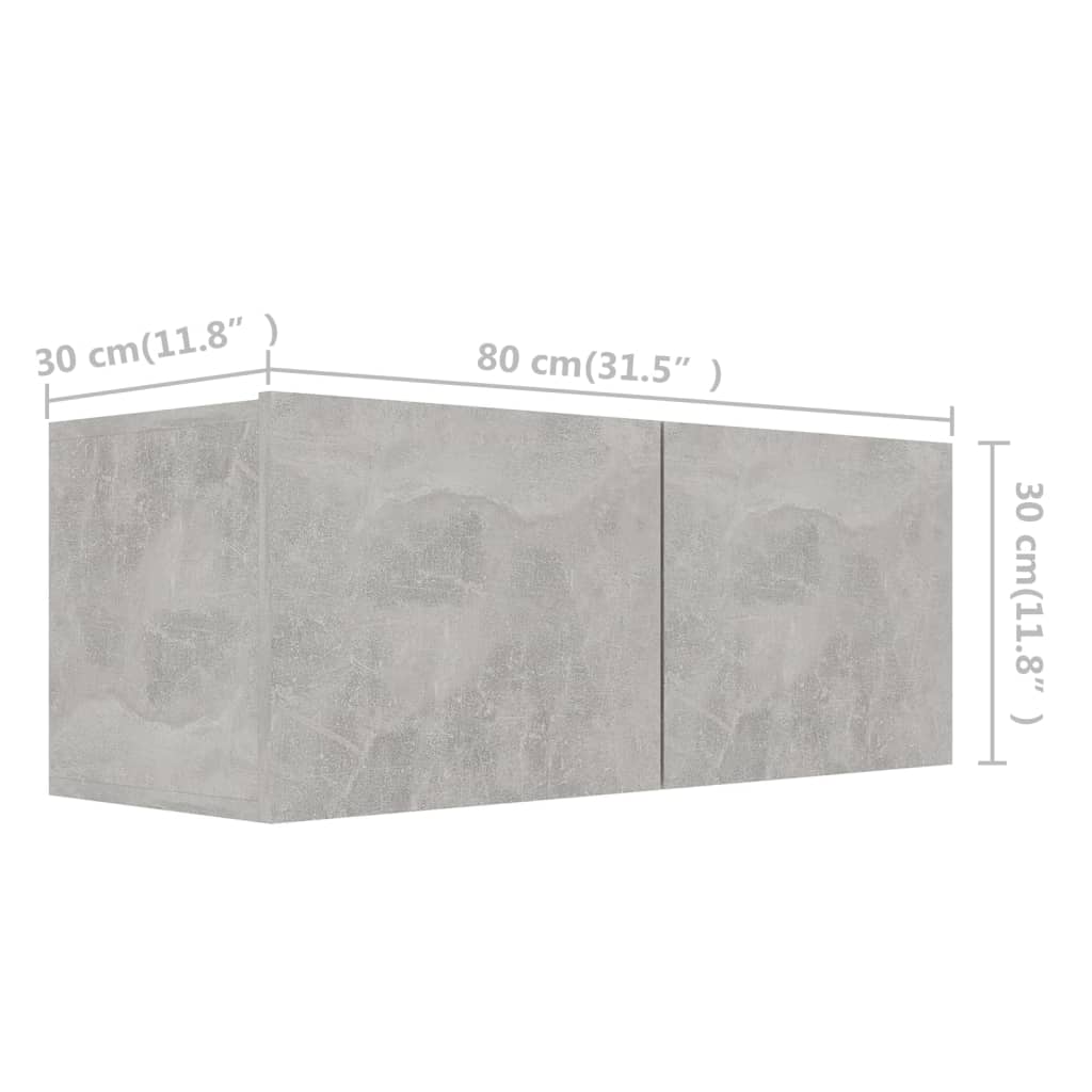 vidaXL 3 Piece TV Cabinet Set Concrete Grey Engineered Wood