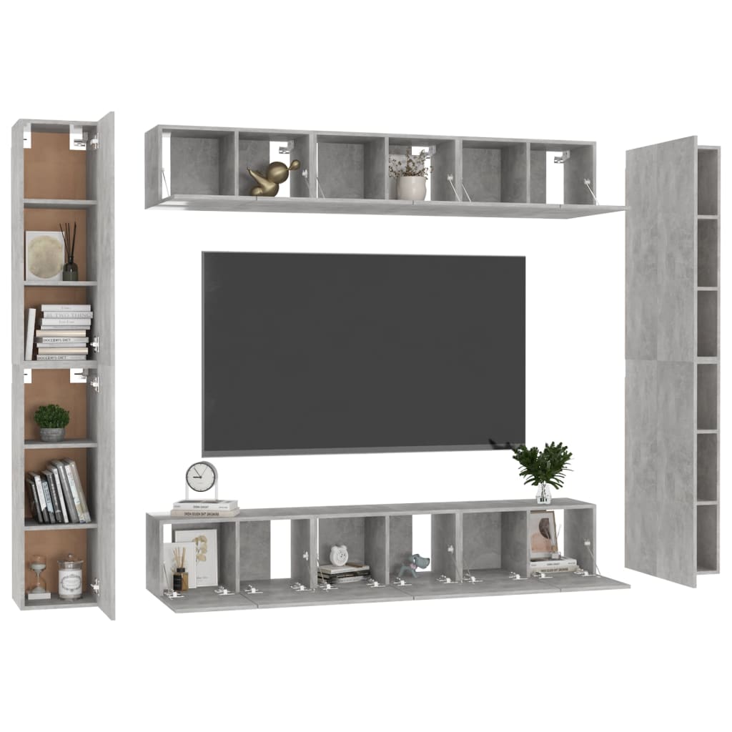 vidaXL 10 Piece TV Cabinet Set Concrete Grey Engineered Wood