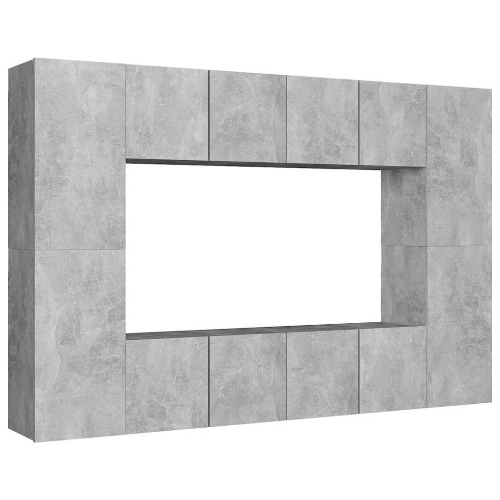 8 Piece TV Cabinet Set Concrete Grey Engineered Wood