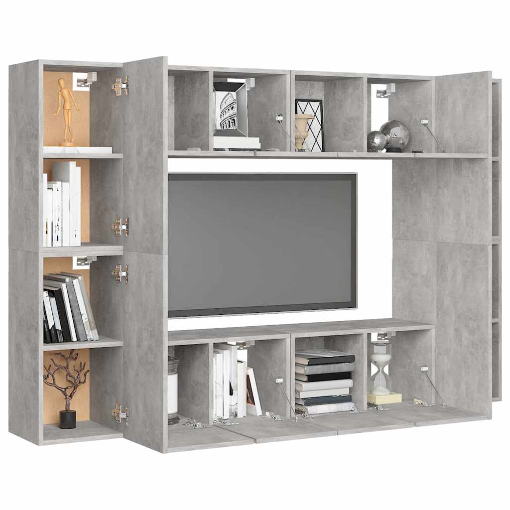 8 Piece TV Cabinet Set Concrete Grey Engineered Wood