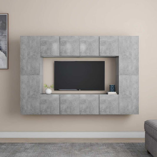 8 Piece TV Cabinet Set Concrete Grey Engineered Wood