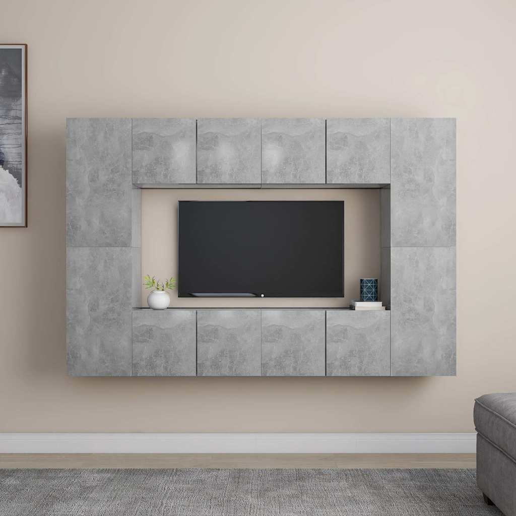 8 Piece TV Cabinet Set Concrete Grey Engineered Wood