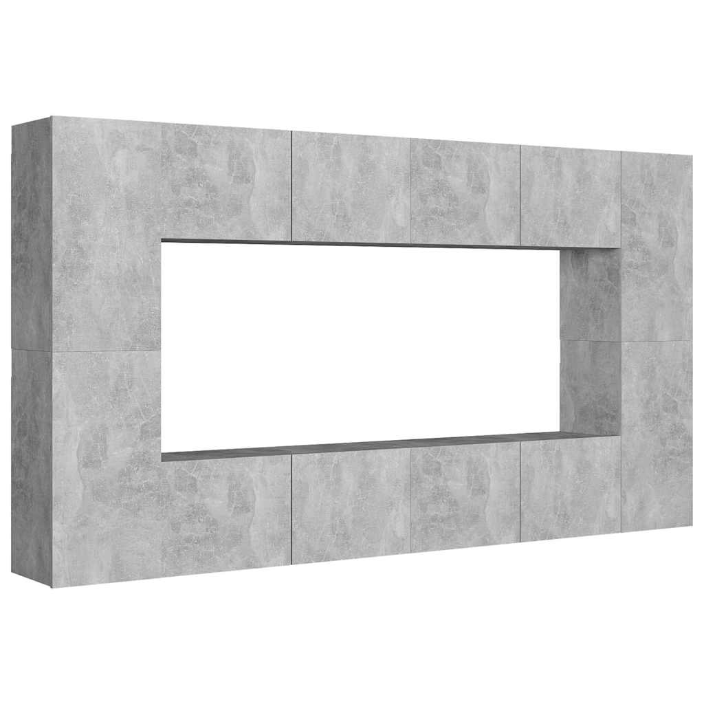 8 Piece TV Cabinet Set Concrete Grey Engineered Wood