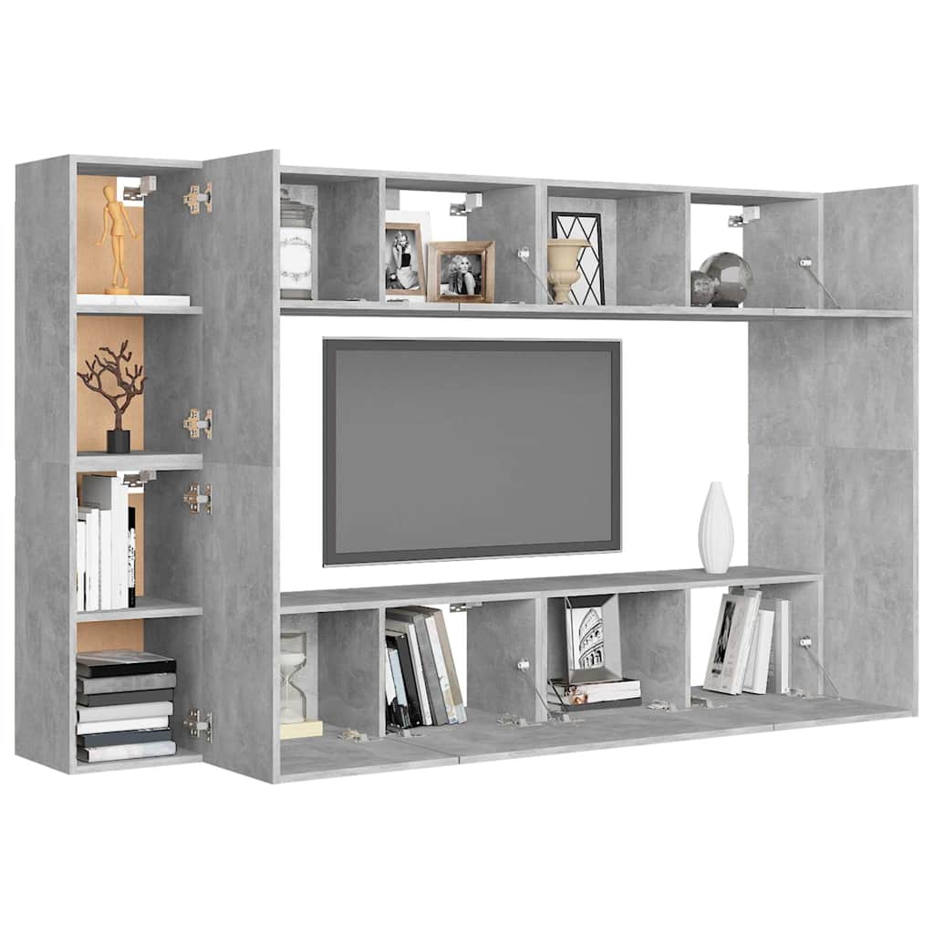 8 Piece TV Cabinet Set Concrete Grey Engineered Wood