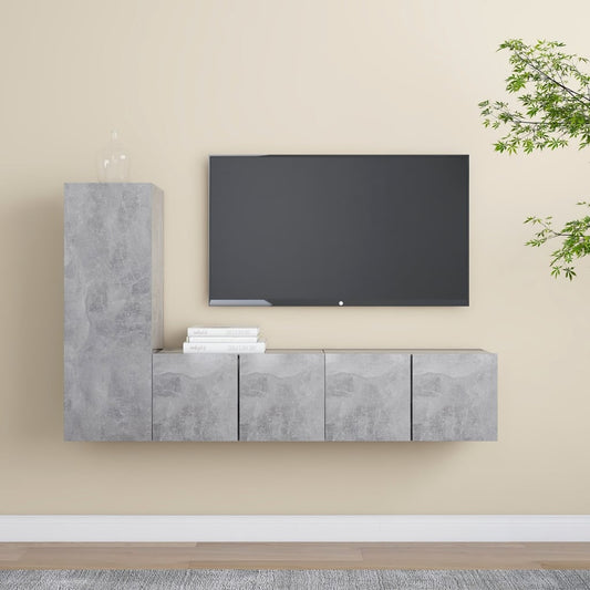 vidaXL 3 Piece TV Cabinet Set Concrete Grey Engineered Wood