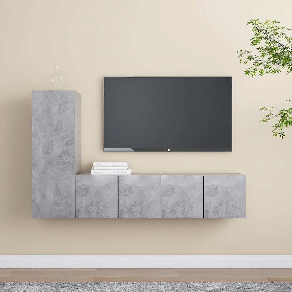 3 Piece TV Cabinet Set Concrete Grey Engineered Wood