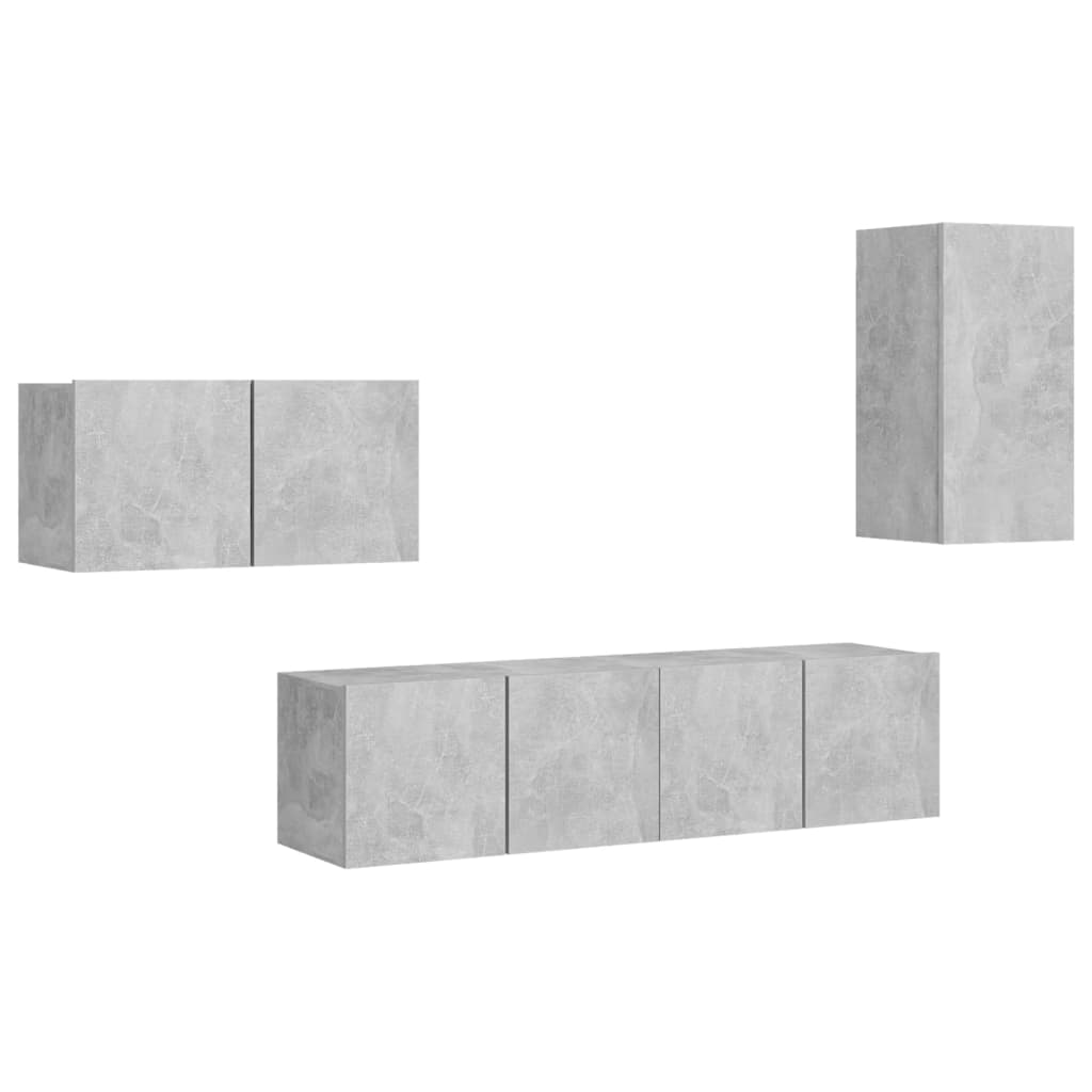 vidaXL 4 Piece TV Cabinet Set Concrete Grey Engineered Wood