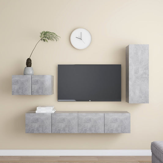 vidaXL 4 Piece TV Cabinet Set Concrete Grey Engineered Wood