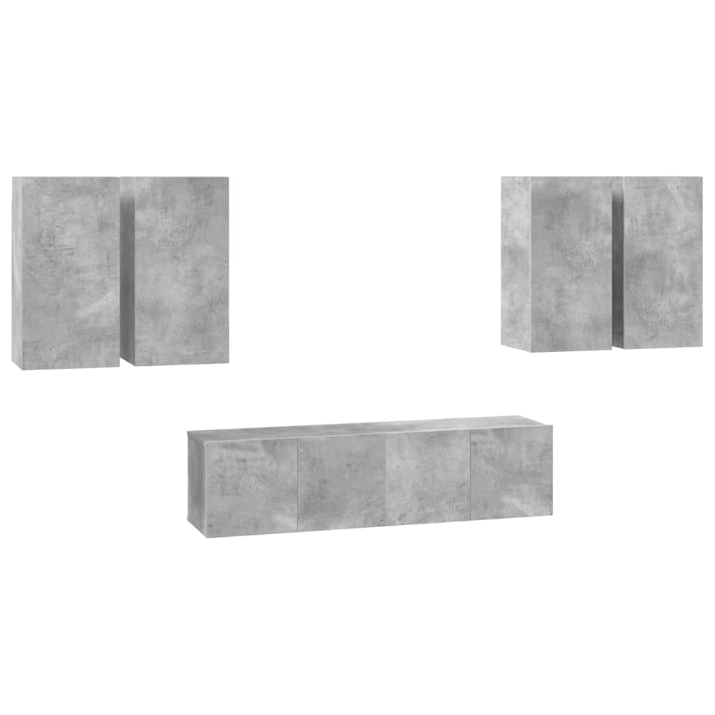 6 Piece TV Cabinet Set Concrete Grey Engineered Wood