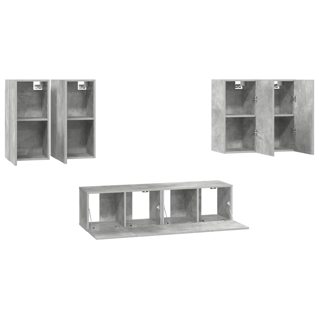 6 Piece TV Cabinet Set Concrete Grey Engineered Wood