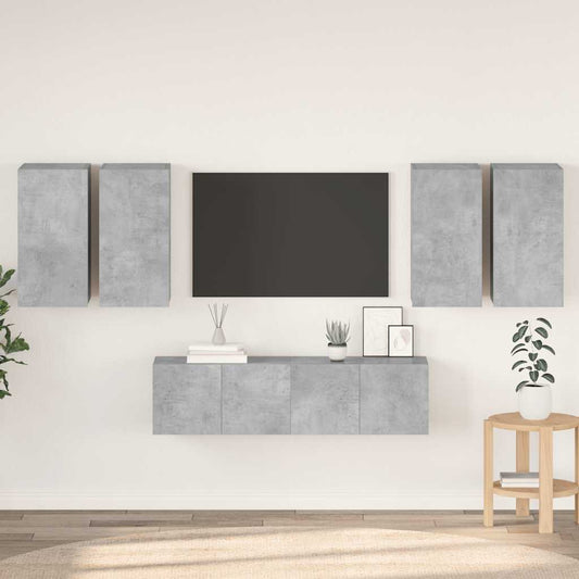 6 Piece TV Cabinet Set Concrete Grey Engineered Wood