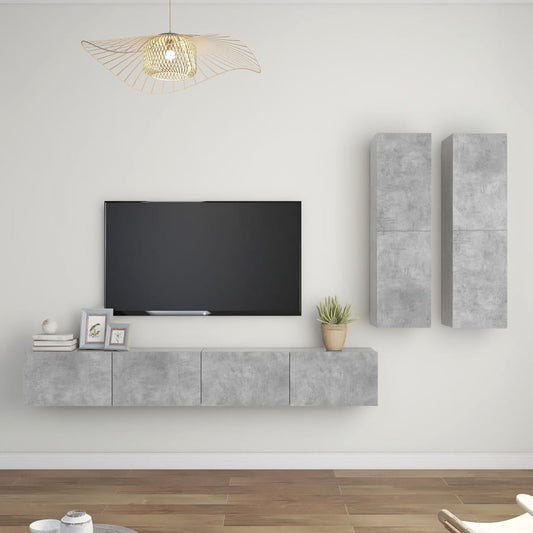 vidaXL 4 Piece TV Cabinet Set Concrete Grey Engineered Wood