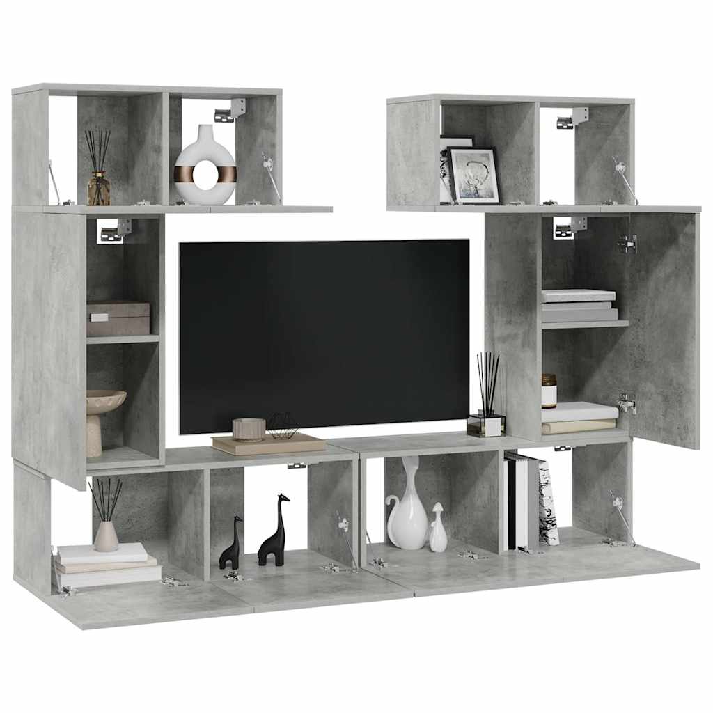 6 Piece TV Cabinet Set Concrete Grey Engineered Wood