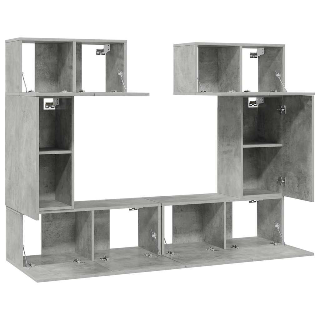 6 Piece TV Cabinet Set Concrete Grey Engineered Wood