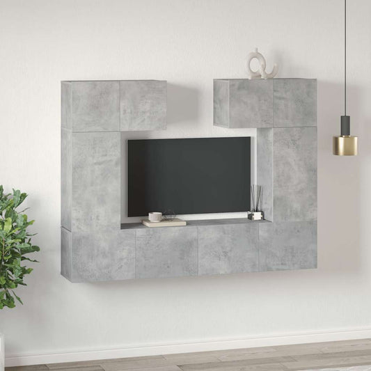6 Piece TV Cabinet Set Concrete Grey Engineered Wood