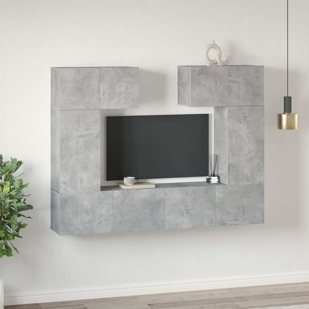 6 Piece TV Cabinet Set Concrete Grey Engineered Wood