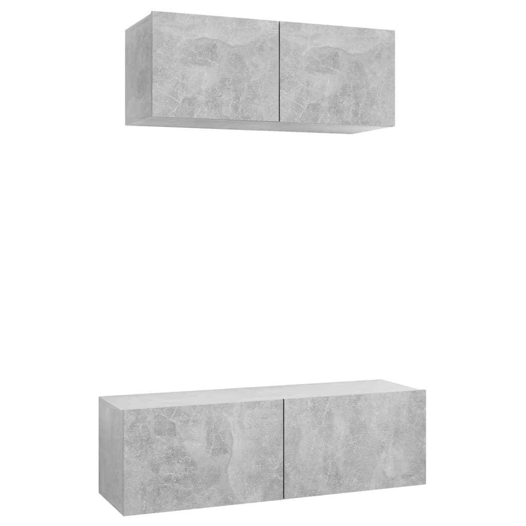 vidaXL 2 Piece TV Cabinet Set Concrete Grey Engineered Wood