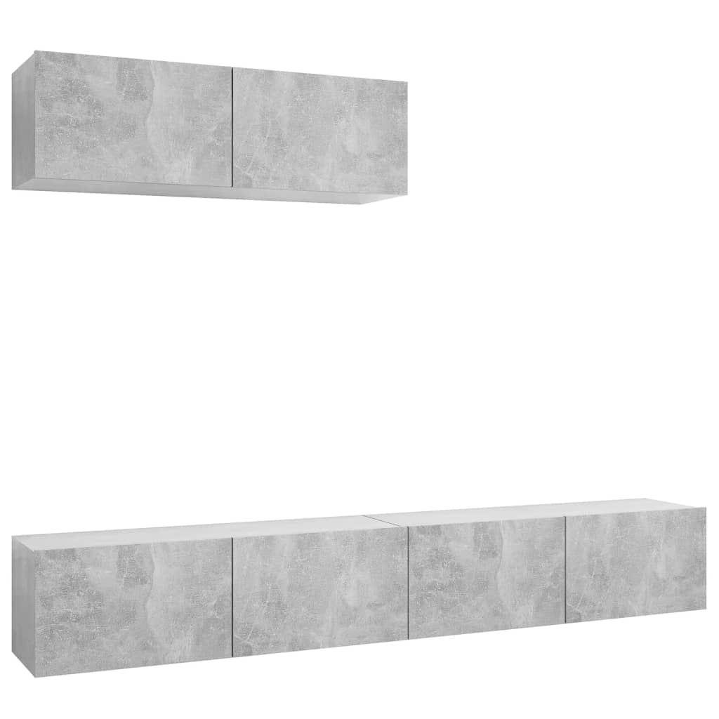 vidaXL TV Cabinets 3 pcs Concrete Grey Engineered Wood