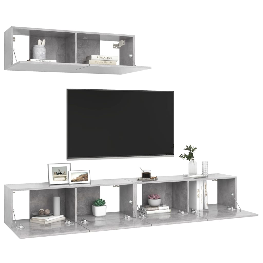 vidaXL TV Cabinets 3 pcs Concrete Grey Engineered Wood