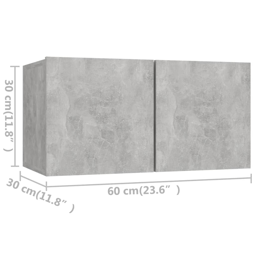3079130 vidaXL 4 Piece TV Cabinet Set Concrete Grey Engineered Wood (804521+801476x2)