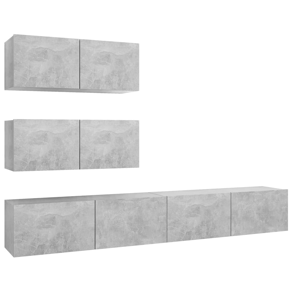 vidaXL 4 Piece TV Cabinet Set Concrete Grey Engineered Wood