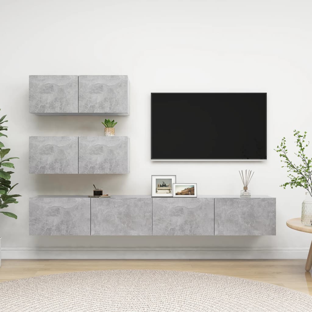 vidaXL 4 Piece TV Cabinet Set Concrete Grey Engineered Wood