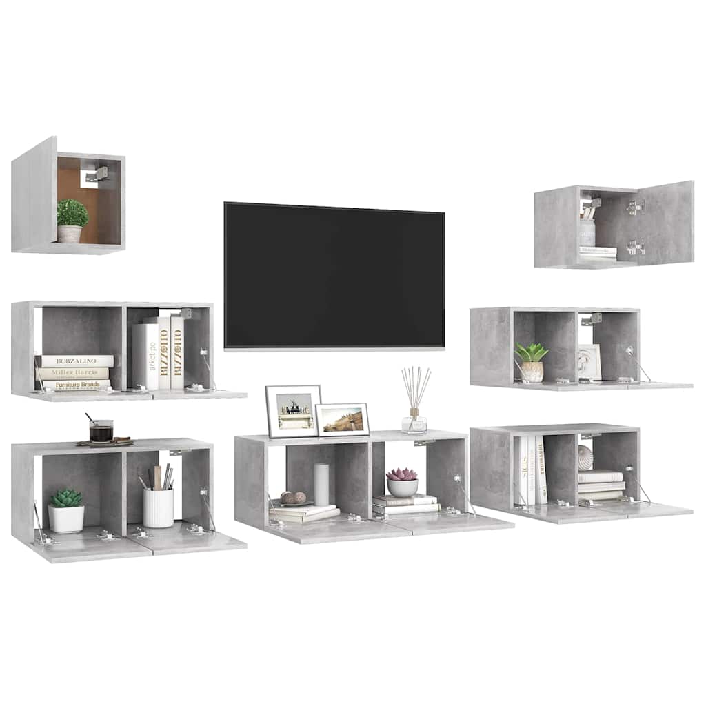 7 Piece TV Cabinet Set Concrete Grey Engineered Wood