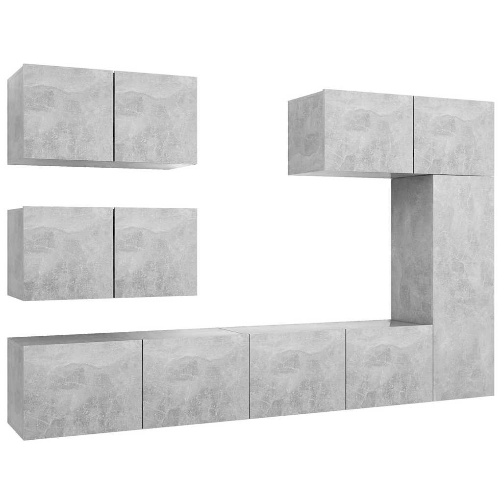 6 Piece TV Cabinet Set Concrete Grey Engineered Wood