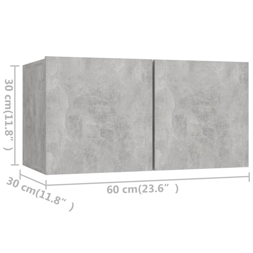 3079140 vidaXL 6 Piece TV Cabinet Set Concrete Grey Engineered Wood (804495+804521)