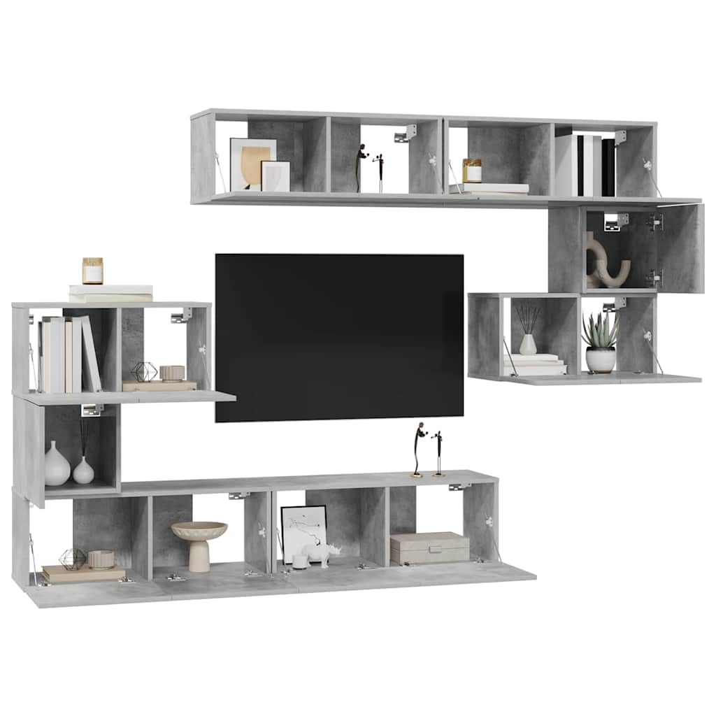 8 Piece TV Cabinet Set Concrete Grey Engineered Wood