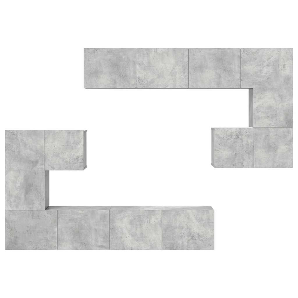 8 Piece TV Cabinet Set Concrete Grey Engineered Wood