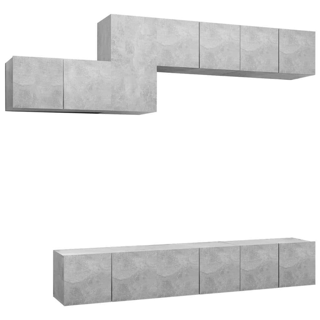 7 Piece TV Cabinet Set Concrete Grey Engineered Wood
