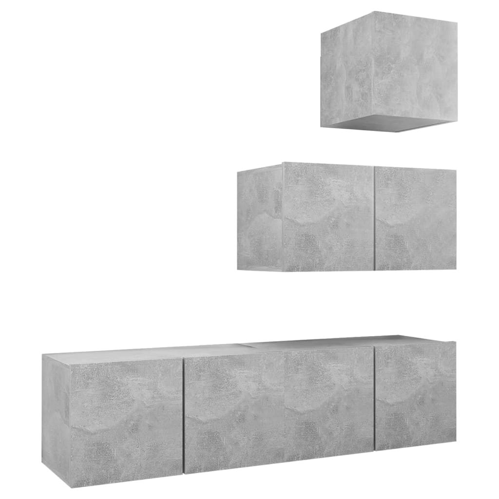 vidaXL 4 Piece TV Cabinet Set Concrete Grey Engineered Wood