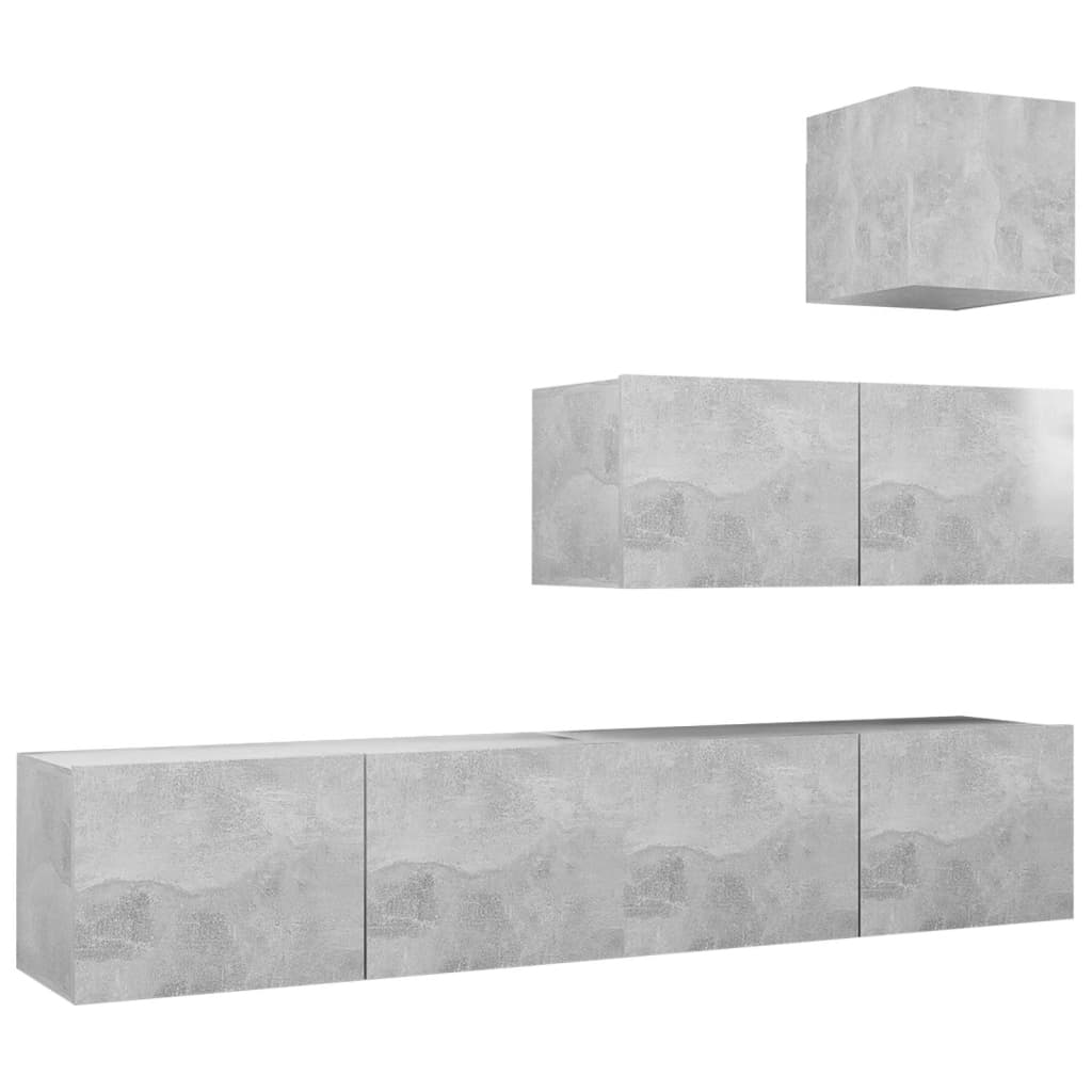 vidaXL 4 Piece TV Cabinet Set Concrete Grey Engineered Wood