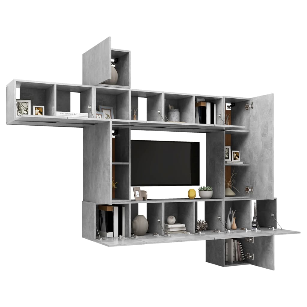 vidaXL 10 Piece TV Cabinet Set Concrete Grey Engineered Wood