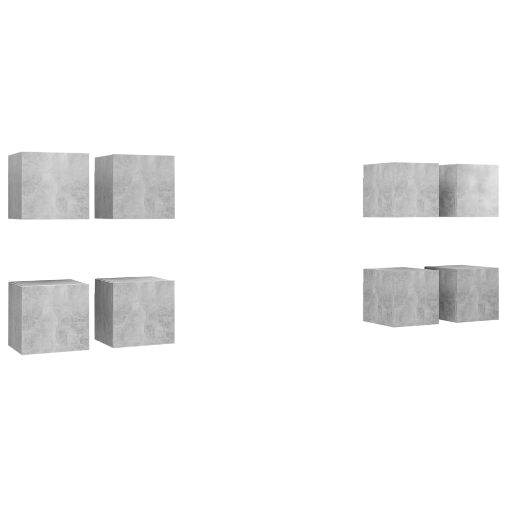 vidaXL Wall Mounted TV Cabinets 8 pcs Concrete Grey 30.5x30x30 cm