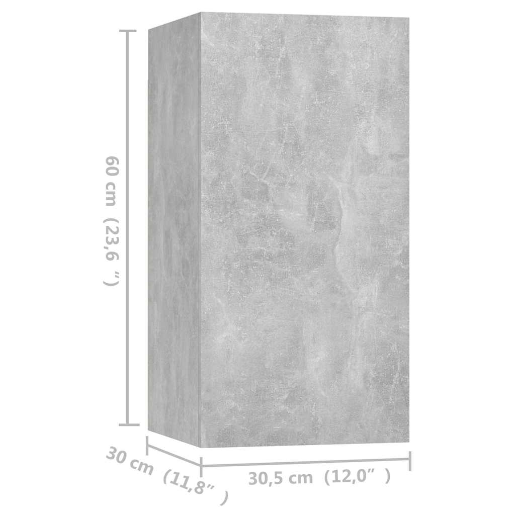 4 Piece TV Cabinet Set Concrete Grey 30,5x30x60 cm Engineered Wood
