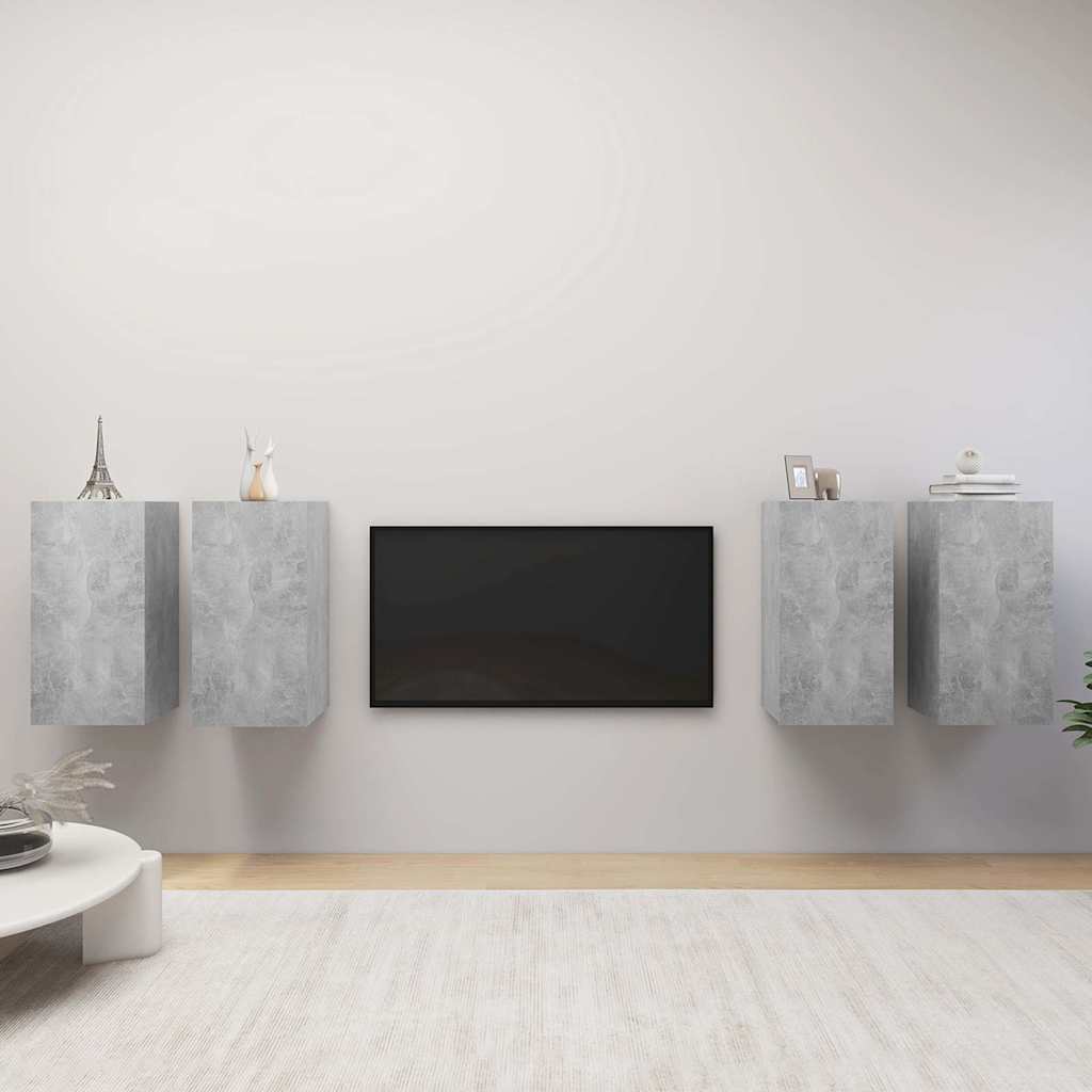4 Piece TV Cabinet Set Concrete Grey 30,5x30x60 cm Engineered Wood