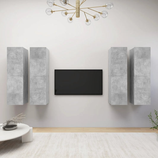 vidaXL TV Cabinets 4 pcs Concrete Grey 30.5x30x110 cm Engineered Wood