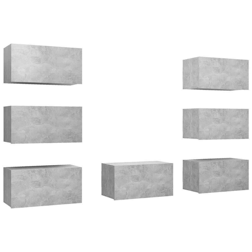 7 Piece TV Cabinet Set Concrete Grey 30,5x30x60 cm Engineered Wood