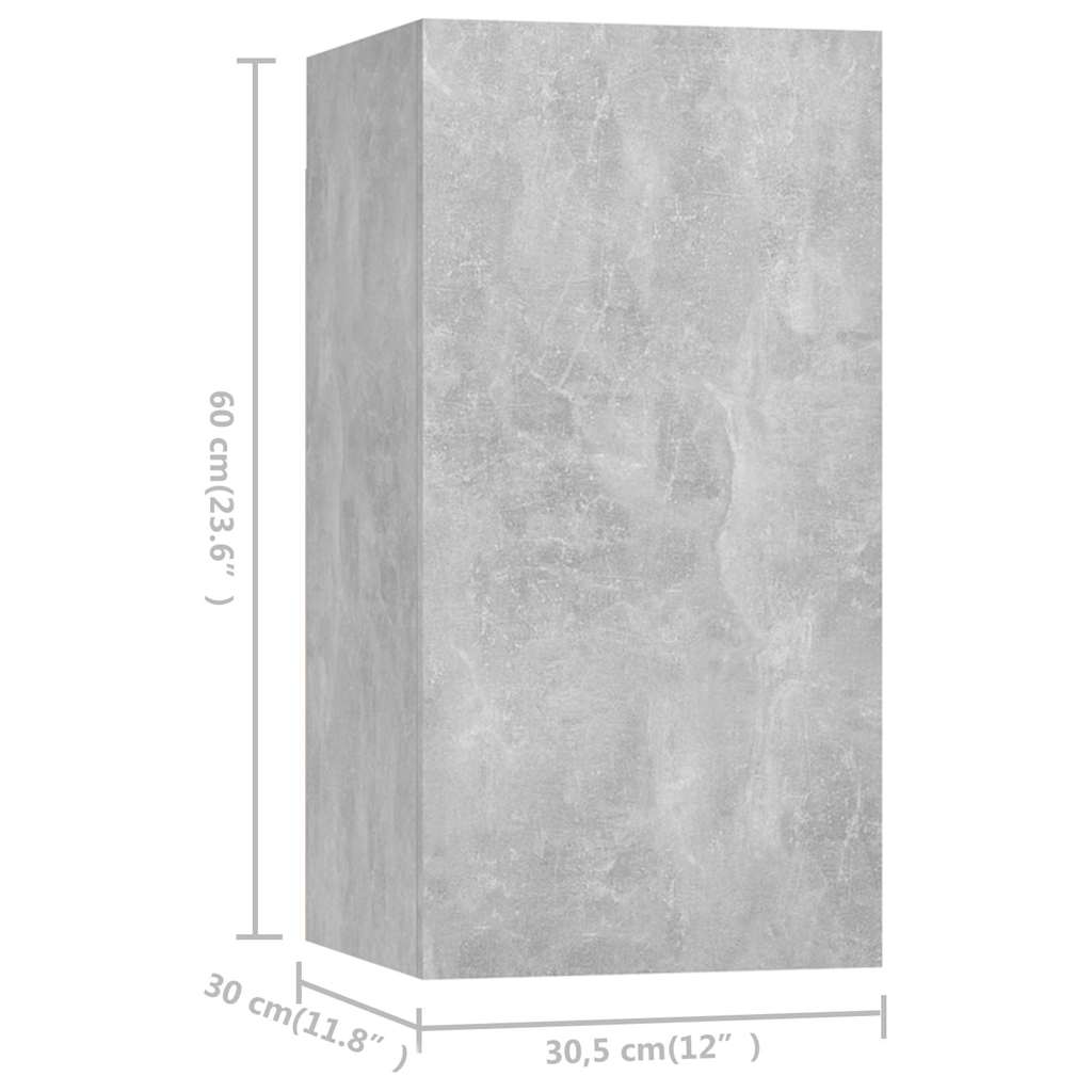 7 Piece TV Cabinet Set Concrete Grey 30,5x30x60 cm Engineered Wood