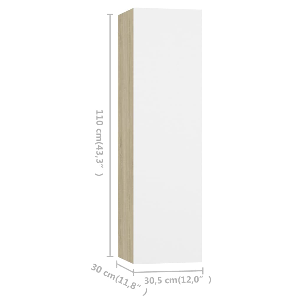 vidaXL TV Cabinets 4 pcs White and Sonoma Oak 30.5x30x110 cm Engineered Wood