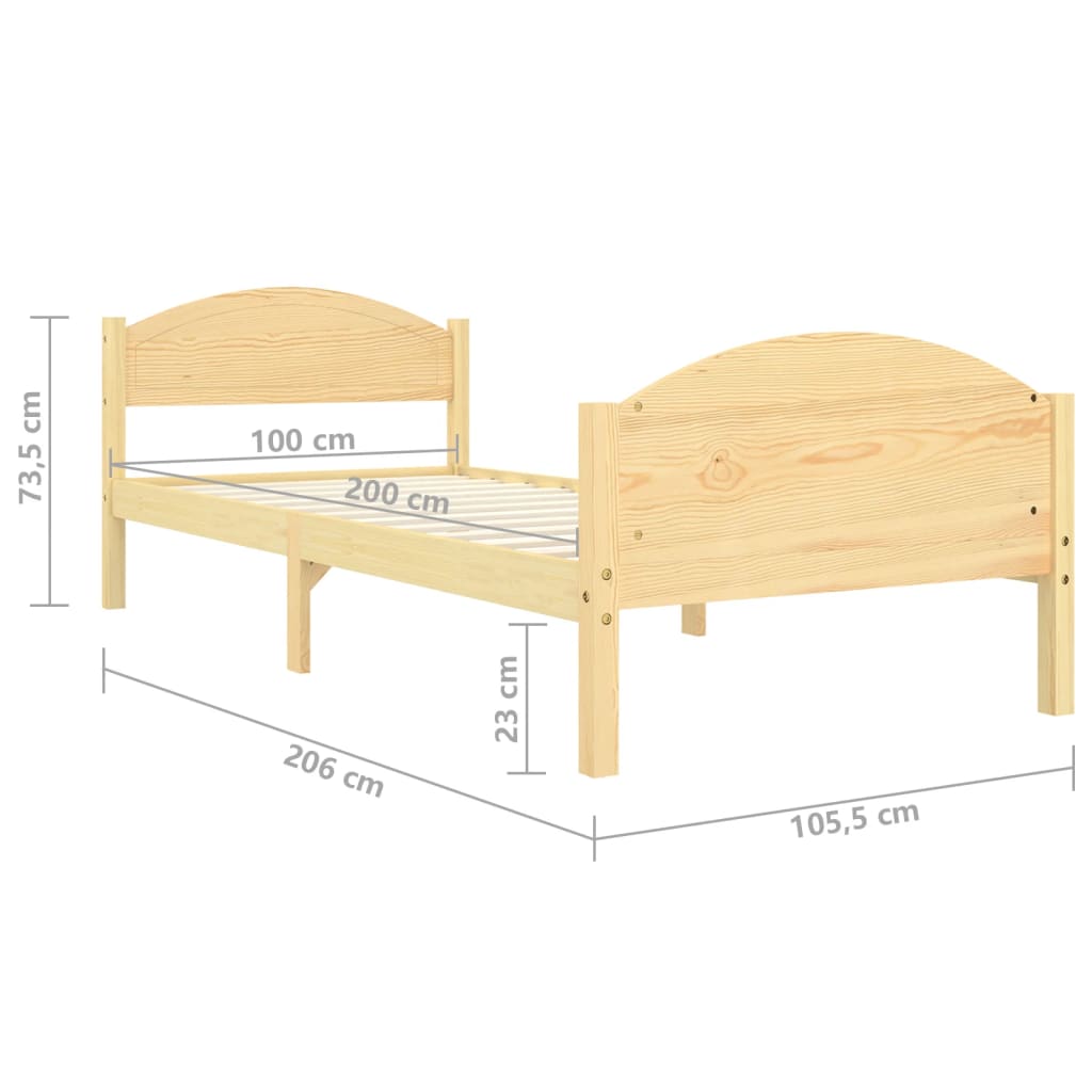 vidaXL Bed Frame without Mattress Solid Pine Wood 100x200cm