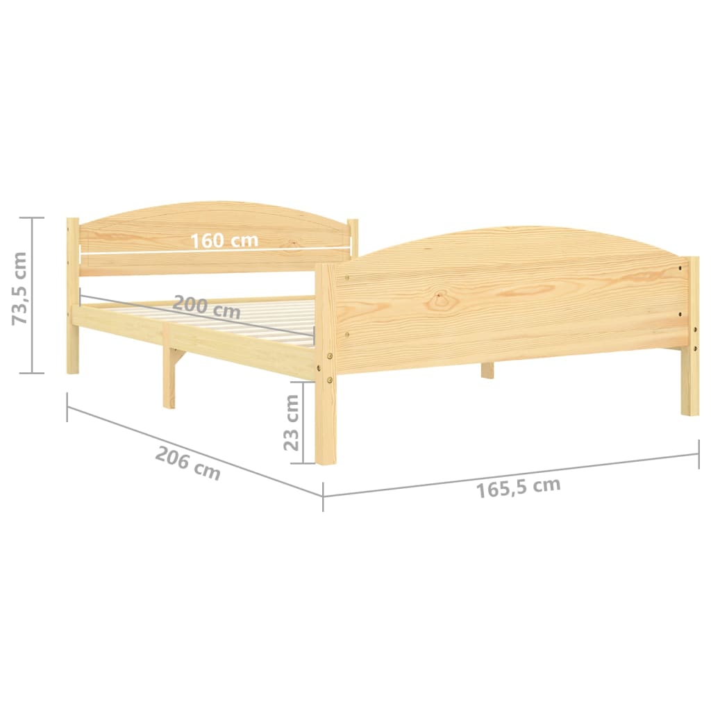 Bed Frame | Natural wood | Solid pine wood, plywood | 160 x 200 cm