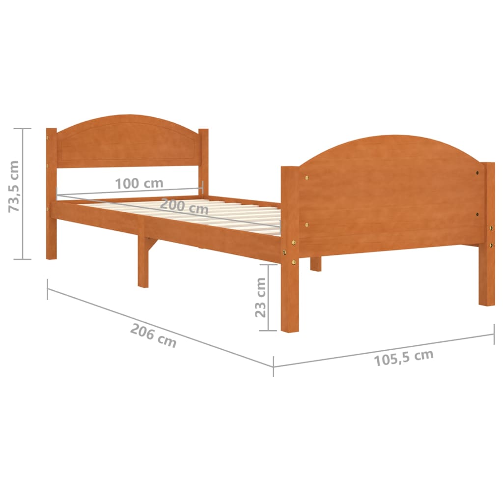 vidaXL Bed Frame without Mattress Honey Brown Solid Pine Wood 100x200cm